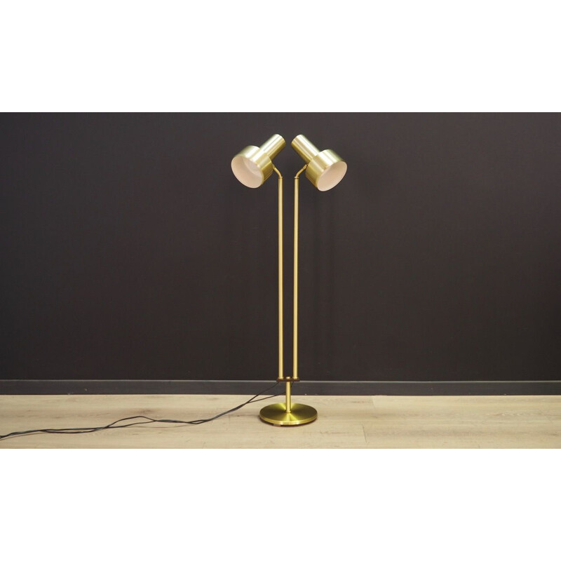 Vintage scandinavian floorlamp in golden metal 1970