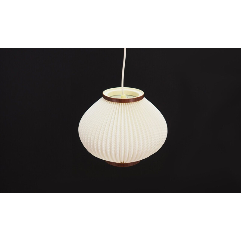 Vintage danish hanging lamp in white plastic 1970