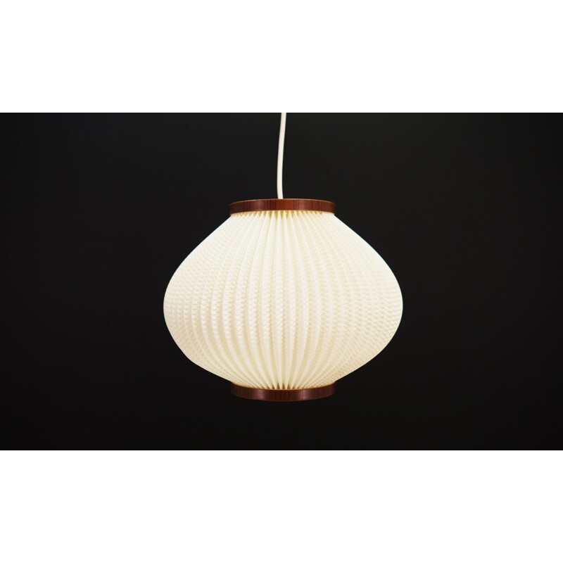 Vintage danish hanging lamp in white plastic 1970