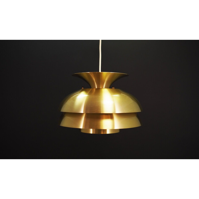 Vintage danish hanging lamp in gold metal 1960