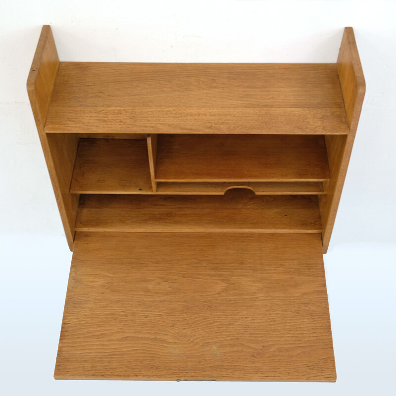 Vintage writing desk in oak Marcel Gascoin editions Sicam, 1955