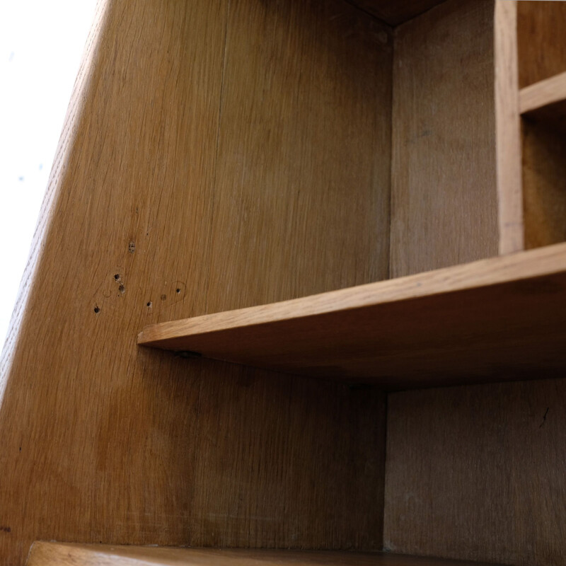 Vintage writing desk in oak Marcel Gascoin editions Sicam, 1955