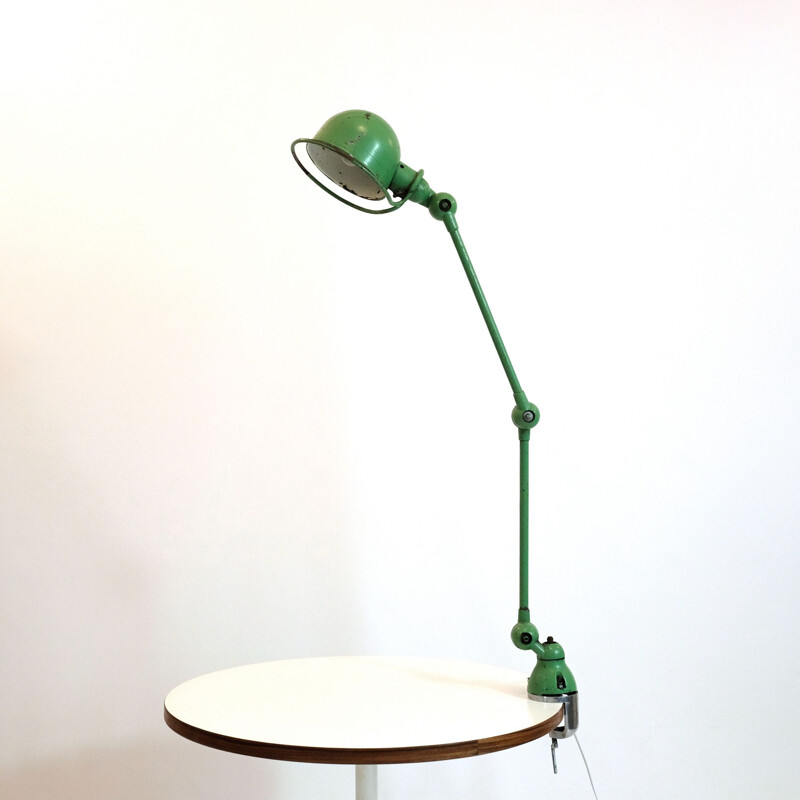 Lampe vintage Jieldé deux bras verte Jean-Louis Domecq,  1950-1970