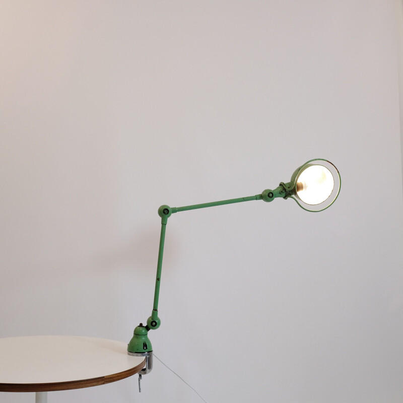 Lampe vintage Jieldé deux bras verte Jean-Louis Domecq,  1950-1970