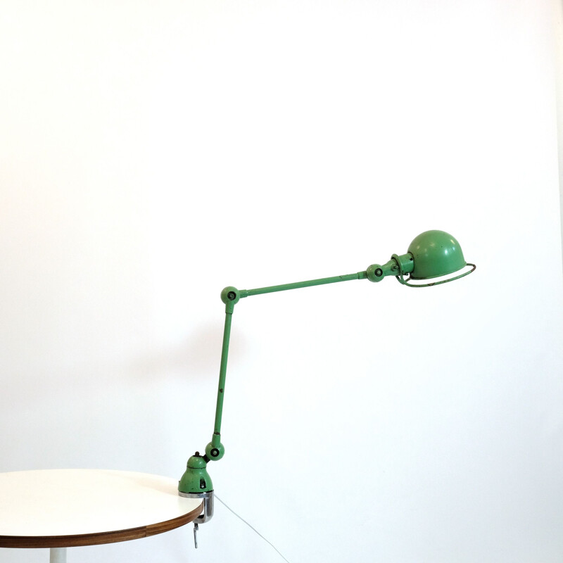 Lampe vintage Jieldé deux bras verte Jean-Louis Domecq,  1950-1970