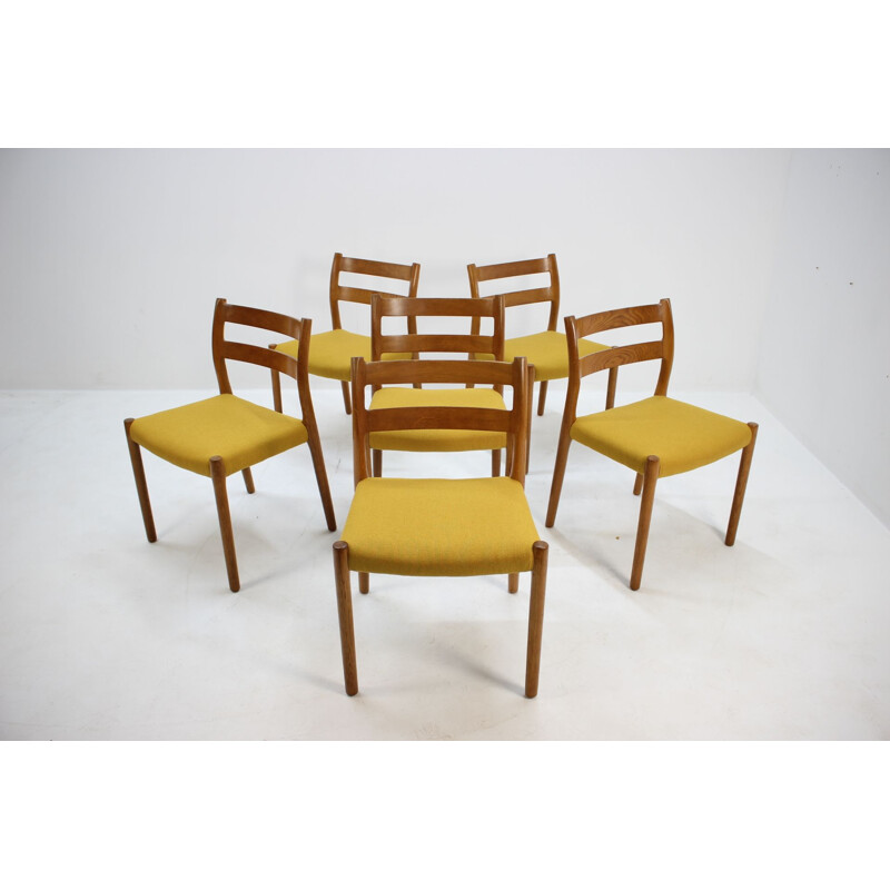 Set of 6 vintage dining chairs in oak n 84 by N.O. Møller 1960