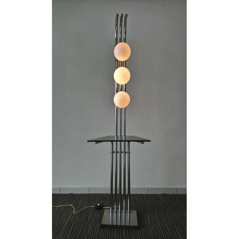Vintage chrome and glass floor lamp