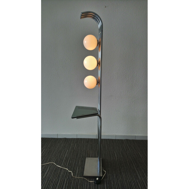 Vintage chrome and glass floor lamp