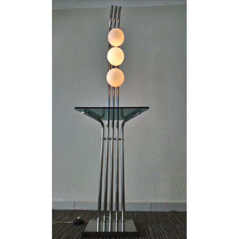 Vintage chrome and glass floor lamp