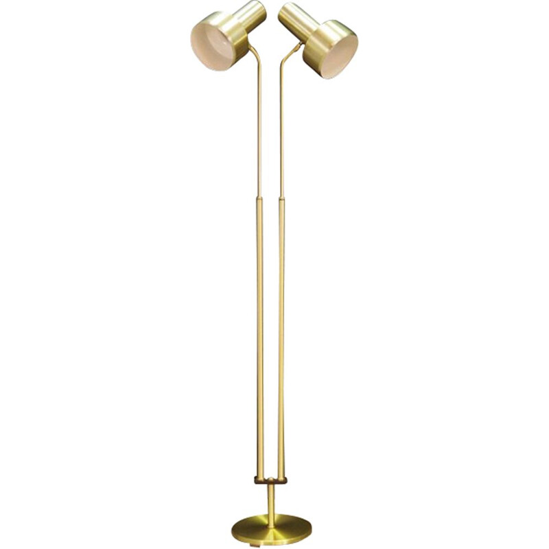 Vintage scandinavian floorlamp in golden metal 1970