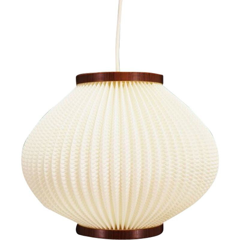 Vintage danish hanging lamp in white plastic 1970