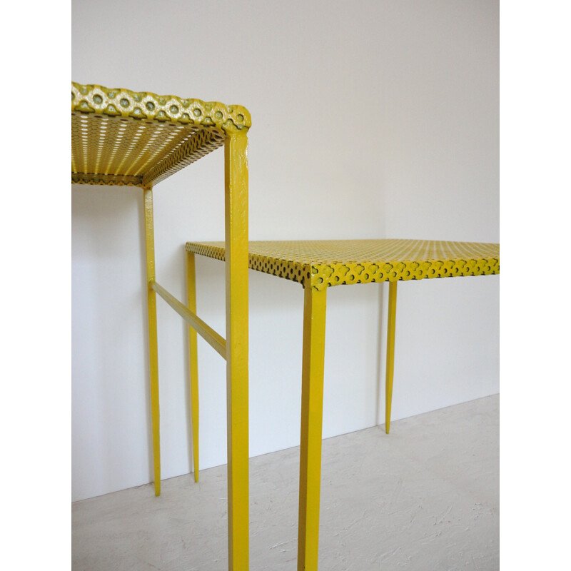 Pair of lacquered metal side tables, Mathieu MATEGOT - 1950s