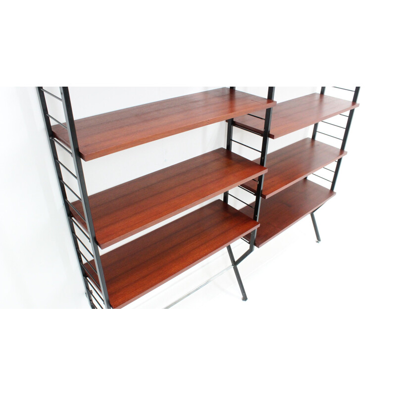 Italian modular bookcase in teak