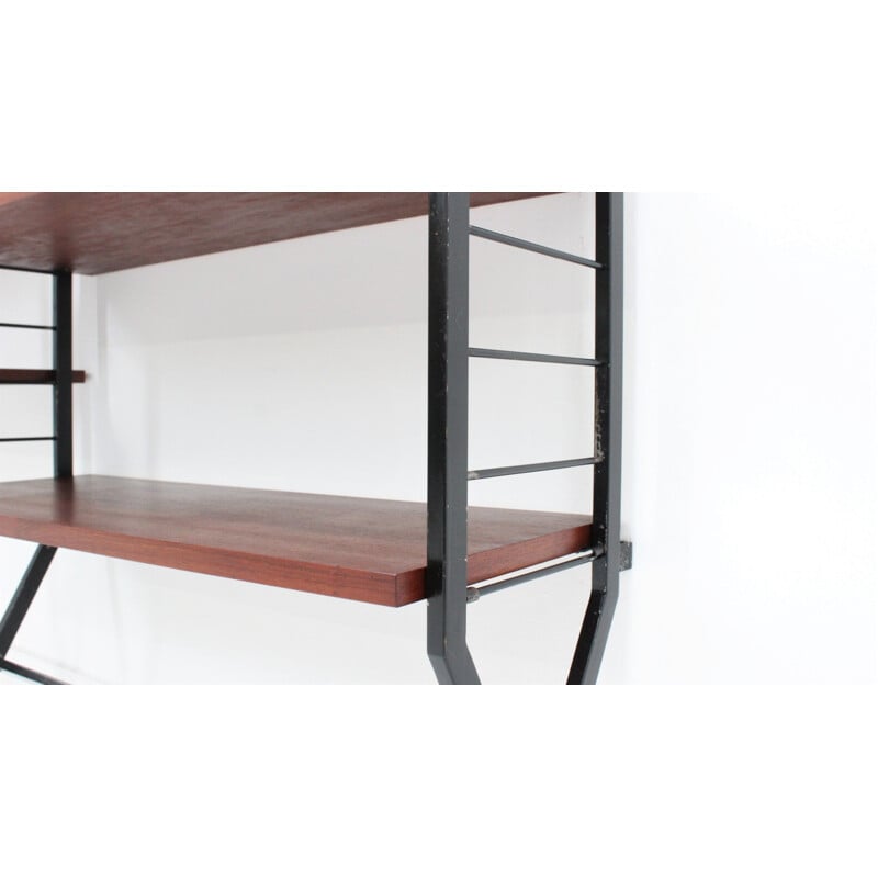 Italian modular bookcase in teak