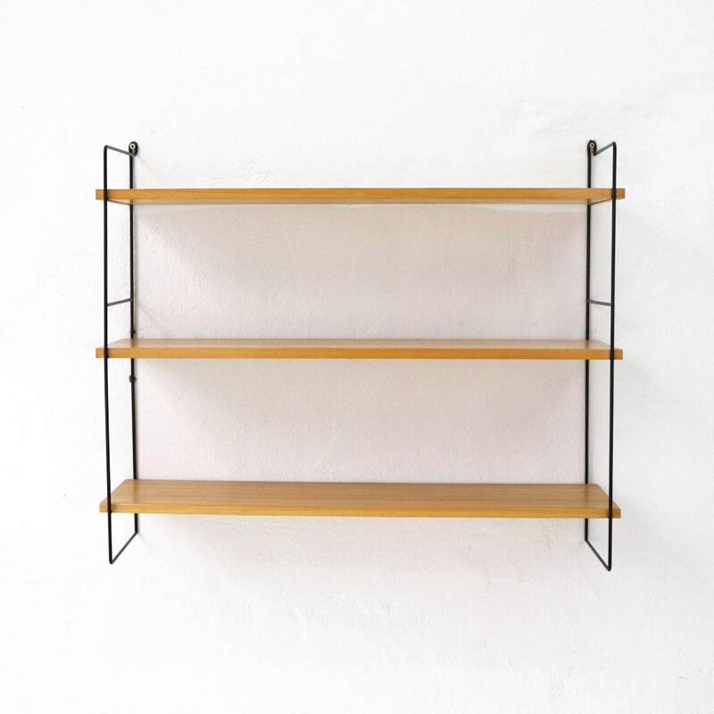 Vintage wall unit in metal and ashwood