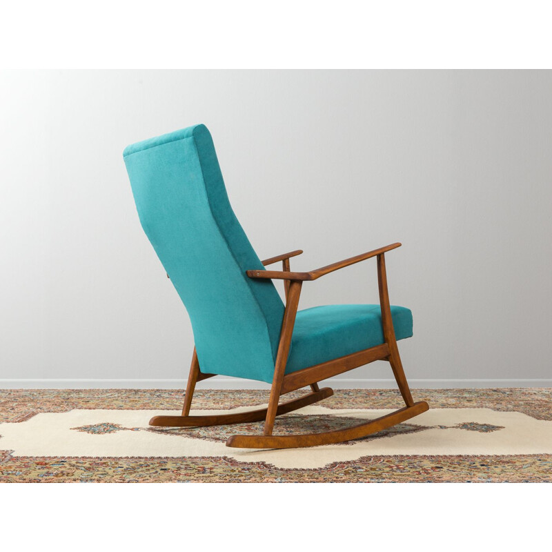 Chaise à bascule vintage en hêtre couleur pétrole Allemagne années 1950