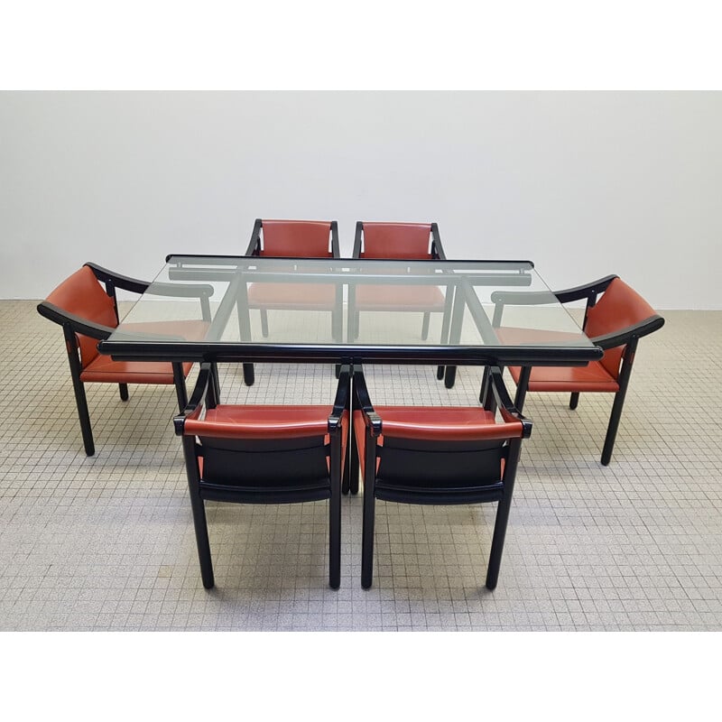 Vintage dining set Cassina 905 chairs and Vico Magistretti table