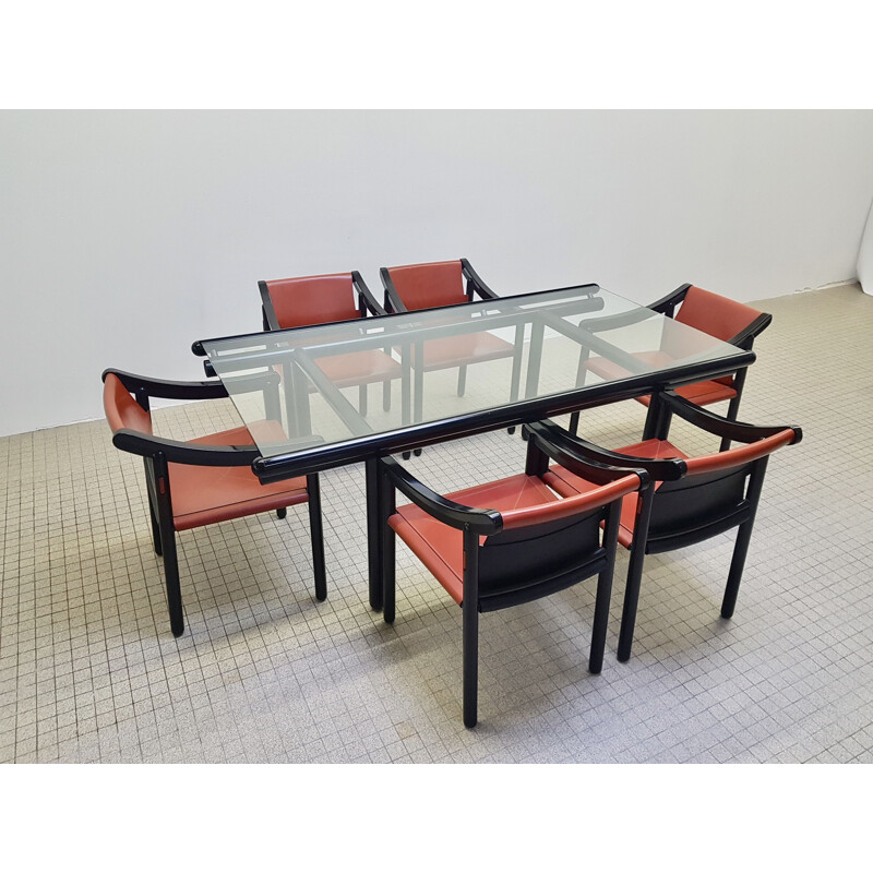 Vintage dining set Cassina 905 chairs and Vico Magistretti table