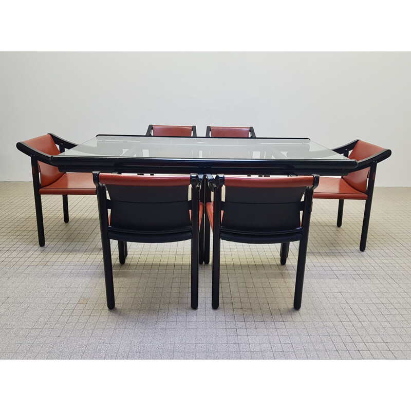 Vintage dining set Cassina 905 chairs and Vico Magistretti table