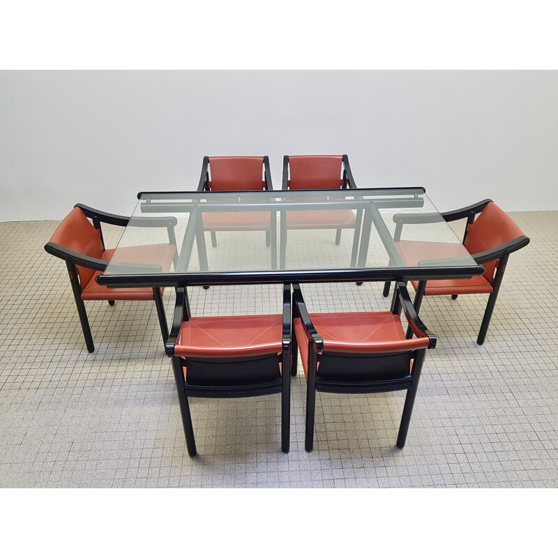 Vintage dining set Cassina 905 chairs and Vico Magistretti table