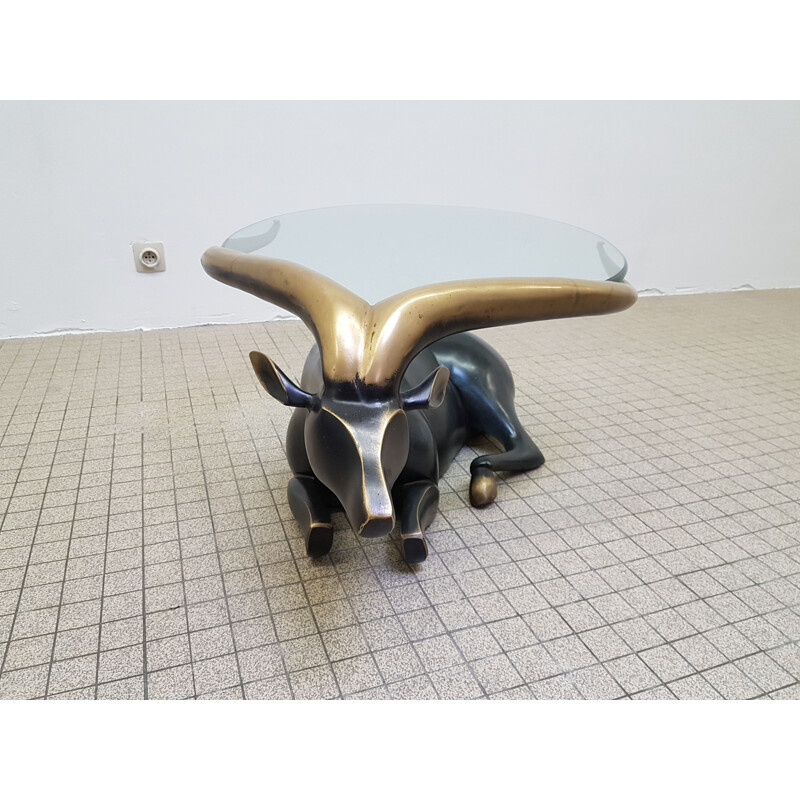 Vintage Antelope cast bronze coffee table-sculpture