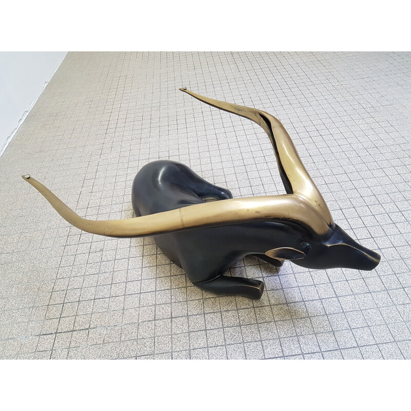 Vintage Antelope cast bronze coffee table-sculpture