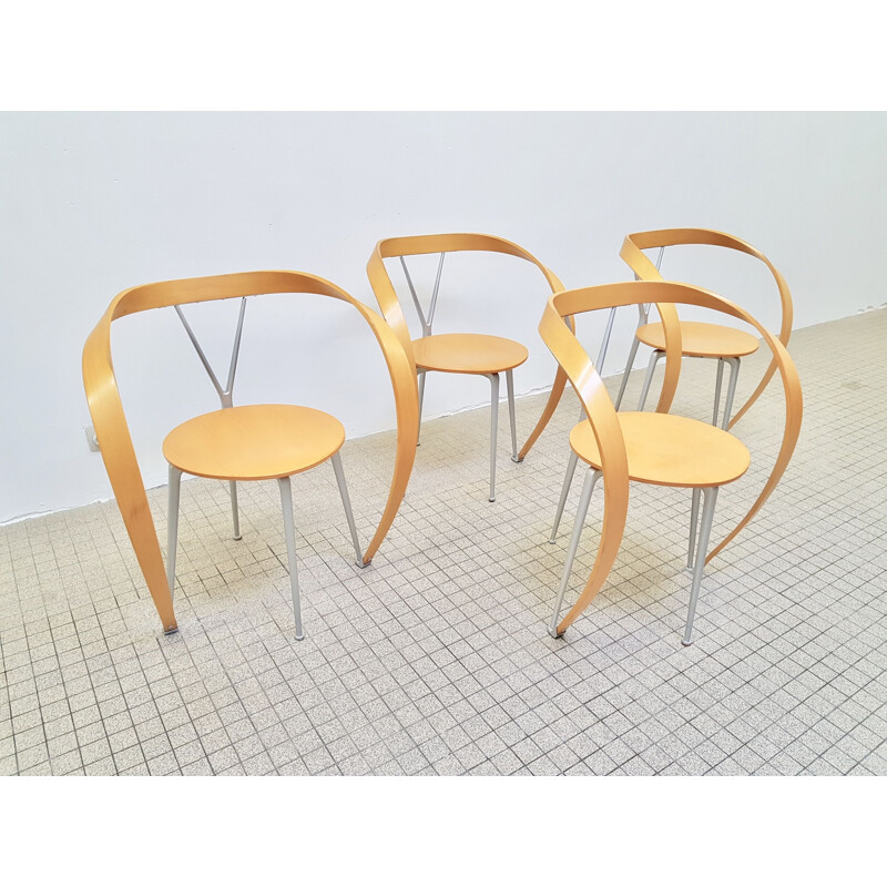 Set of 4 vintage Cassina Revers dining chairs