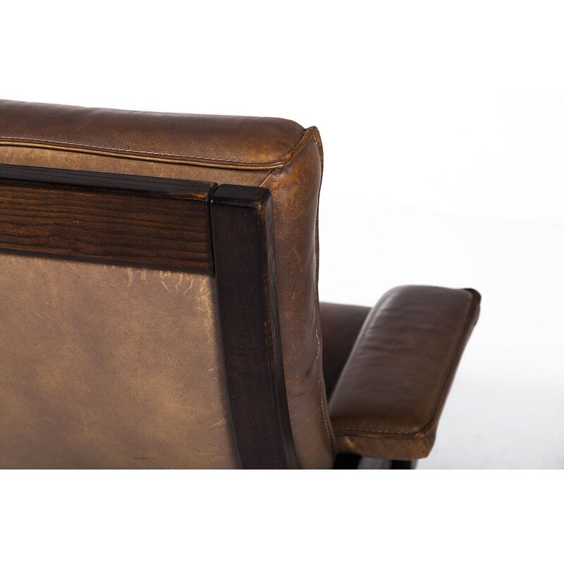 Fauteuil vintage pivotant lounge et ottoman par Harry de Groot pour Leolux