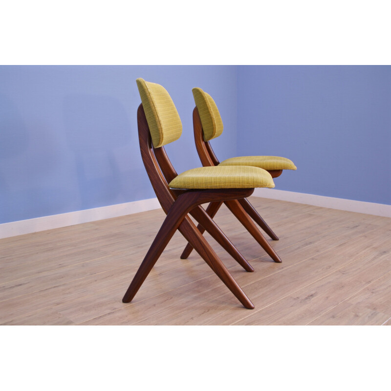 Ensemble de 2 chaises vintage hollandais Scissor pour WeBe en teck 1960