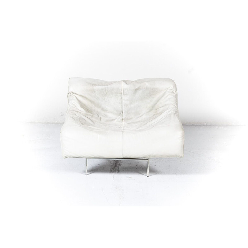 Vintage Butterfly armchair for Montis in white leather and metal 1980