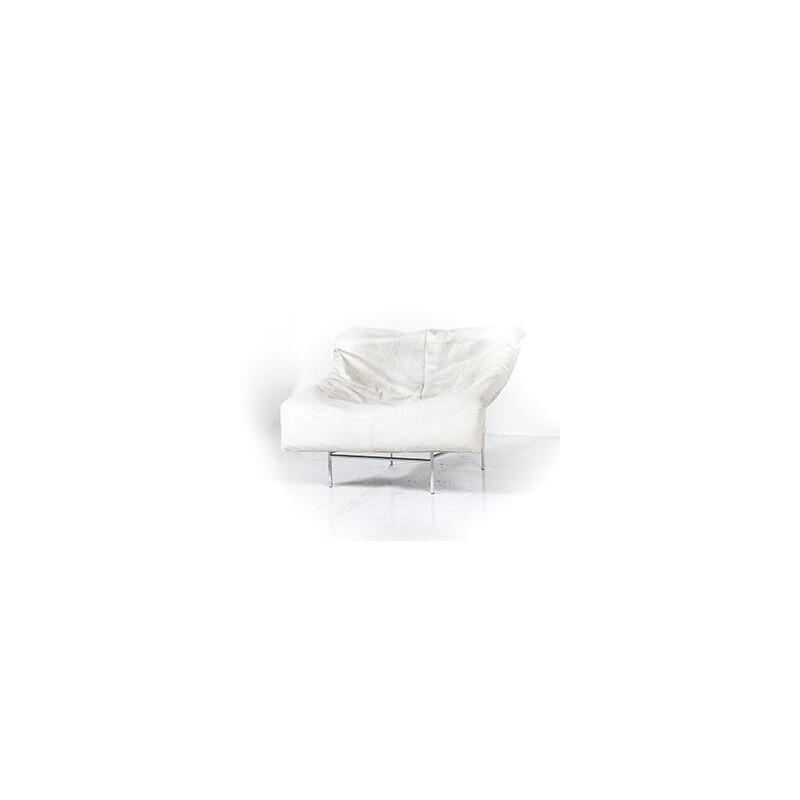 Vintage Butterfly armchair for Montis in white leather and metal 1980