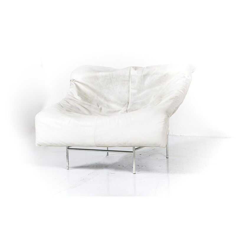 Vintage Butterfly armchair for Montis in white leather and metal 1980