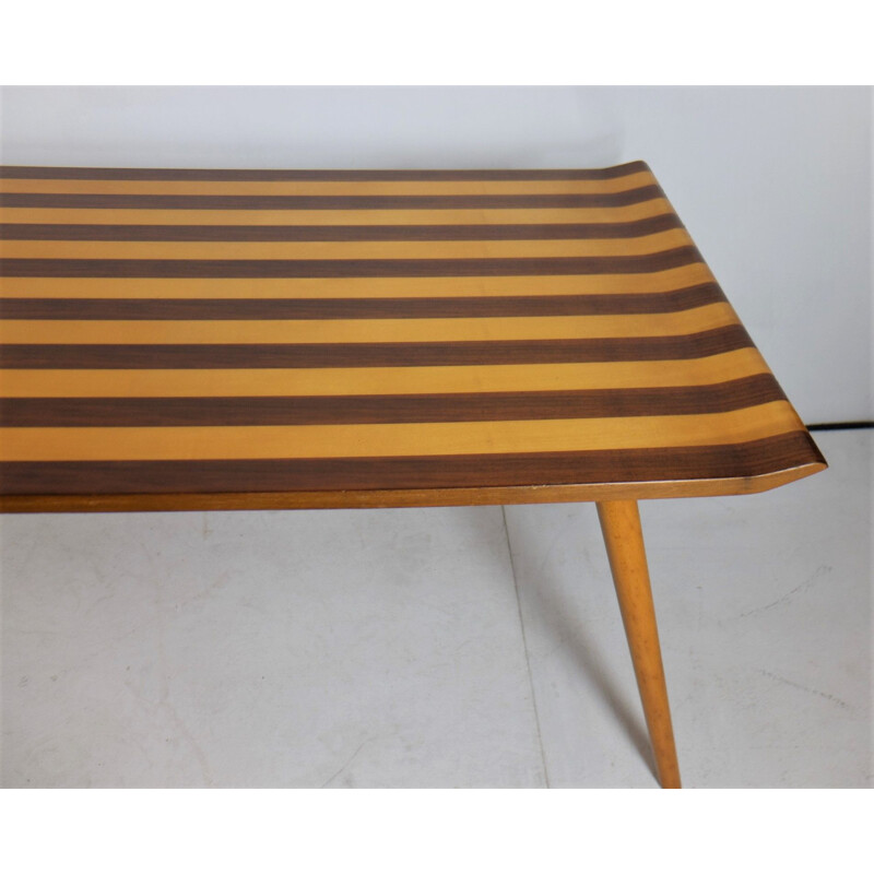 Vintage italian coffee table in walnut and sycamore 1950
