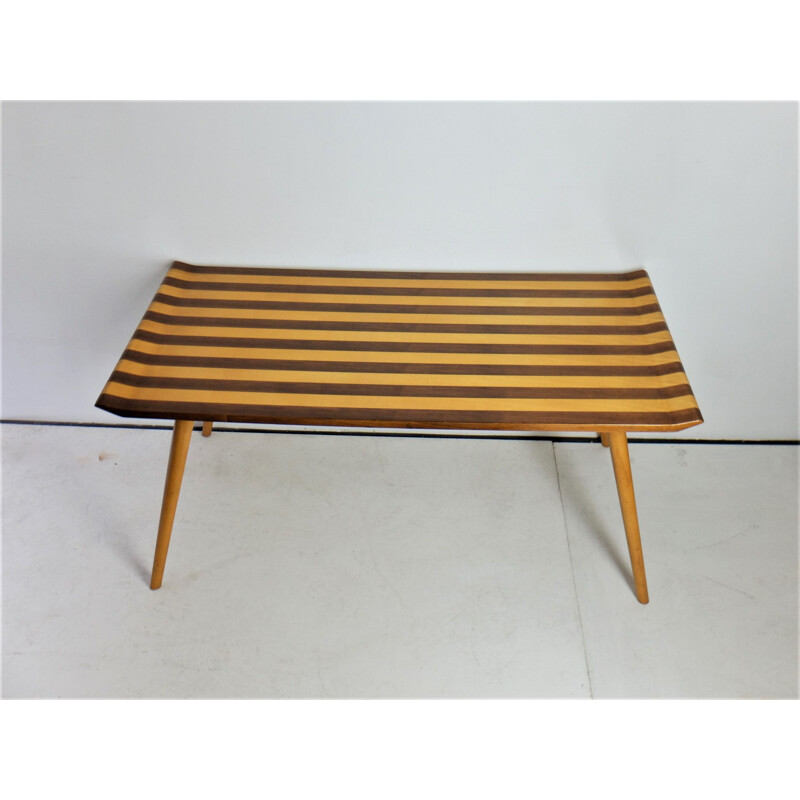 Vintage italian coffee table in walnut and sycamore 1950