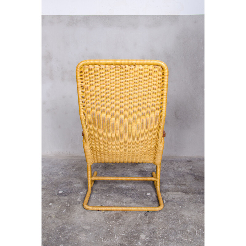 Vintage armchair for Gebroeders Jonker Noordwolde in teak and rattan 1960