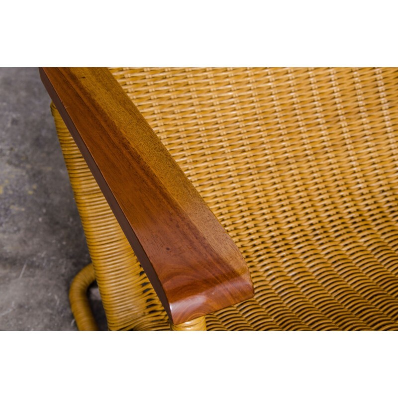 Vintage armchair for Gebroeders Jonker Noordwolde in teak and rattan 1960