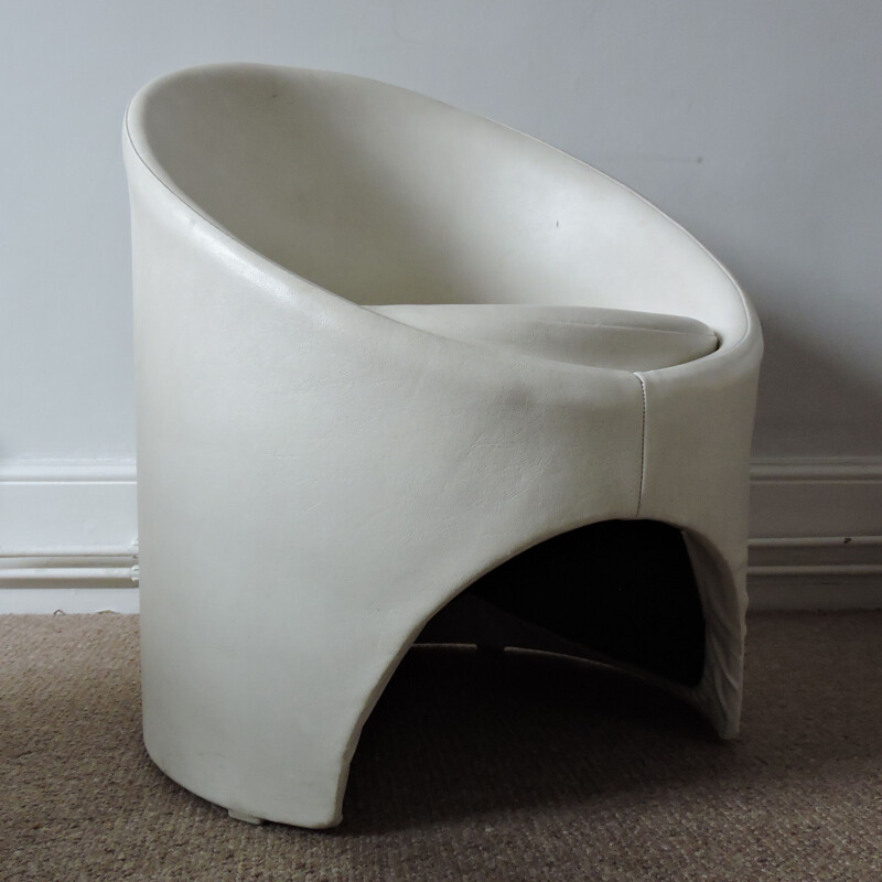 Vintage Gogo armchair for Evans High Wycombe in white leatherette 1960