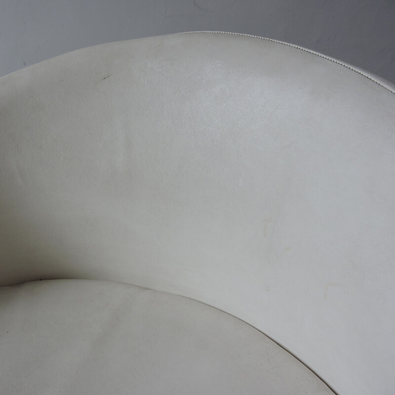 Vintage Gogo armchair for Evans High Wycombe in white leatherette 1960