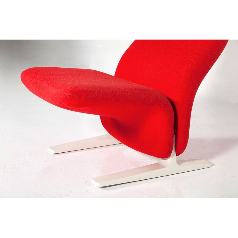 Fauteuil vintage concorde en laine rouge et acier par Artifort, 1960