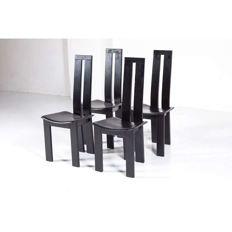 4 black vintage dining chairs by Pietro Costantini, 1970