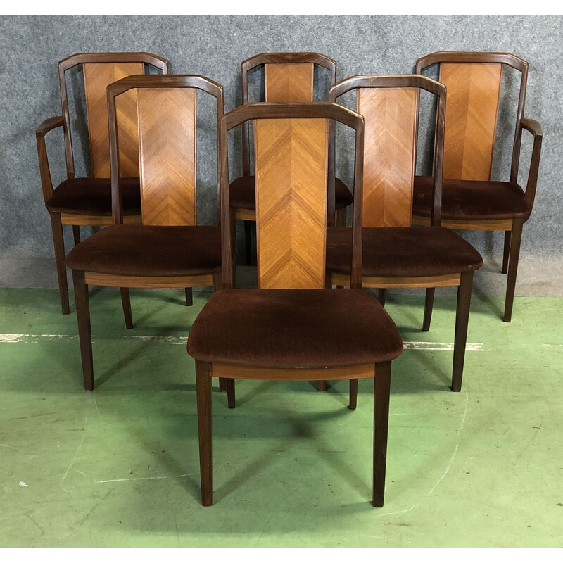 Vintage set of 4 dining chairs and 2 armchairs in teak  by G Plan 