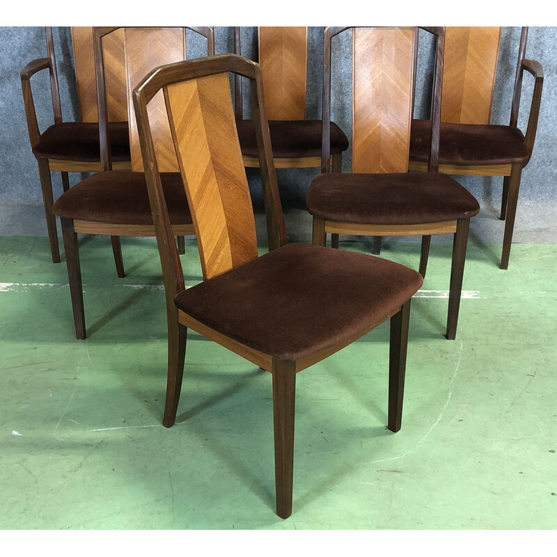 Vintage set of 4 dining chairs and 2 armchairs in teak  by G Plan 
