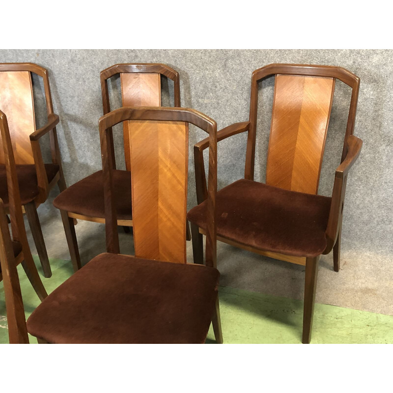 Suite de 4 chaises à repas et 2 fauteuils vintage en teck par G Plan,1970