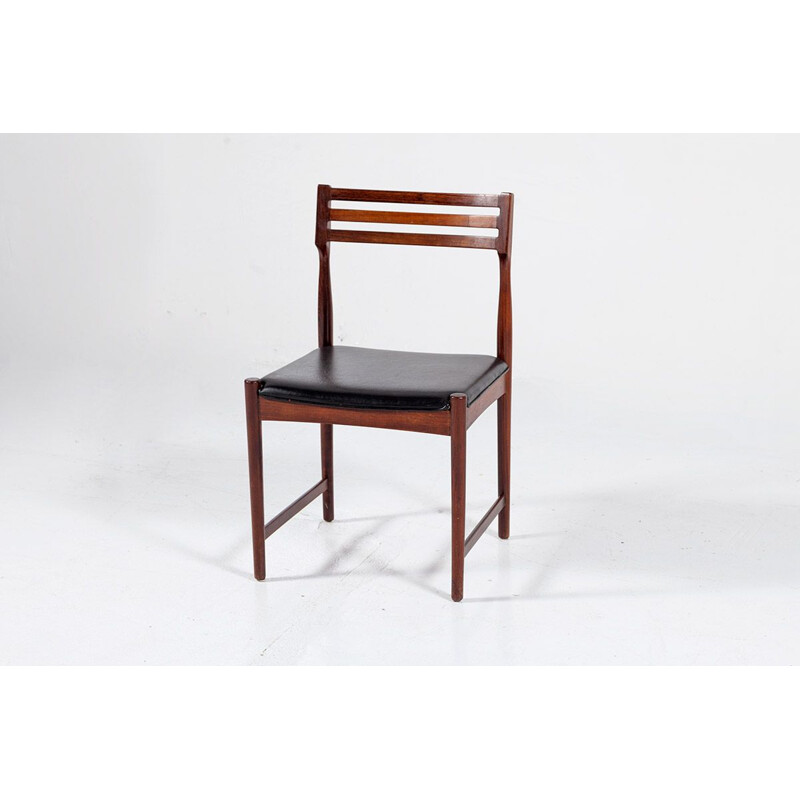 6 chaises à repas vintage en palissandre & cuir repas par Severin Hansen pour Bovenkamp,1960