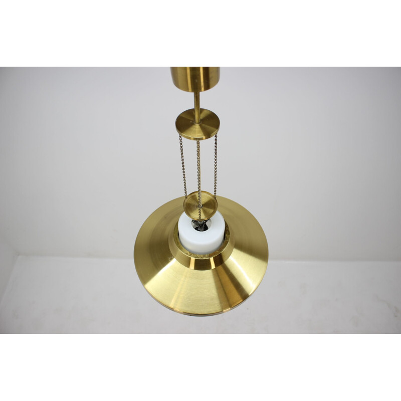Vintage pendant light in brass and glass by Napako,1970 