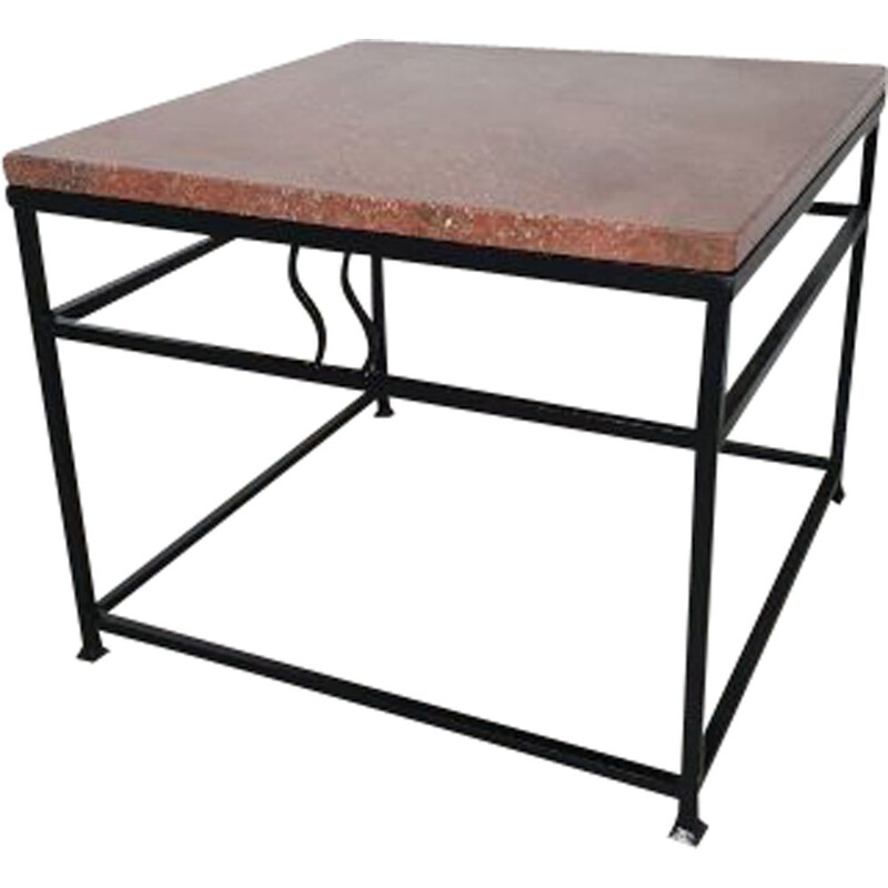 Vintage coffee table in red marble and steel