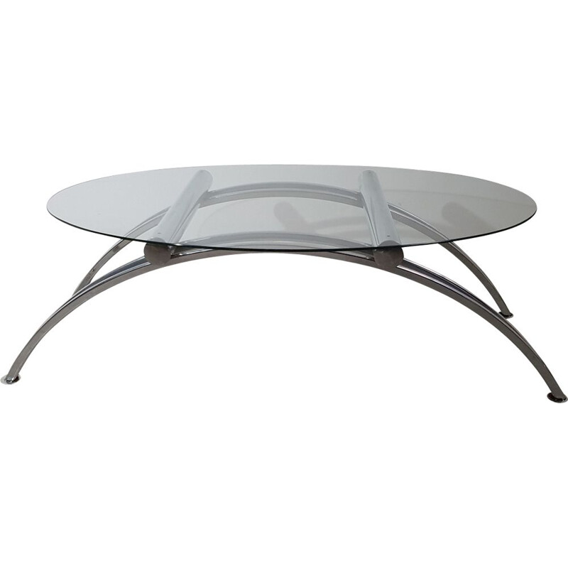 Oval coffee table in stainless steel