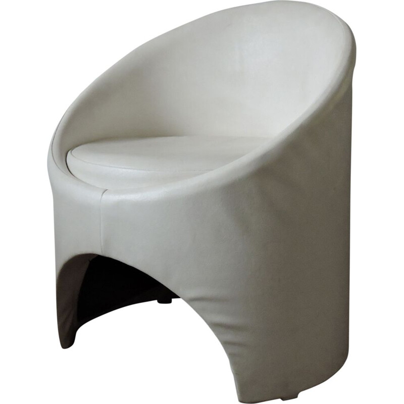 Vintage Gogo armchair for Evans High Wycombe in white leatherette 1960