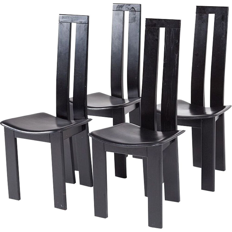 4 black vintage dining chairs by Pietro Costantini, 1970