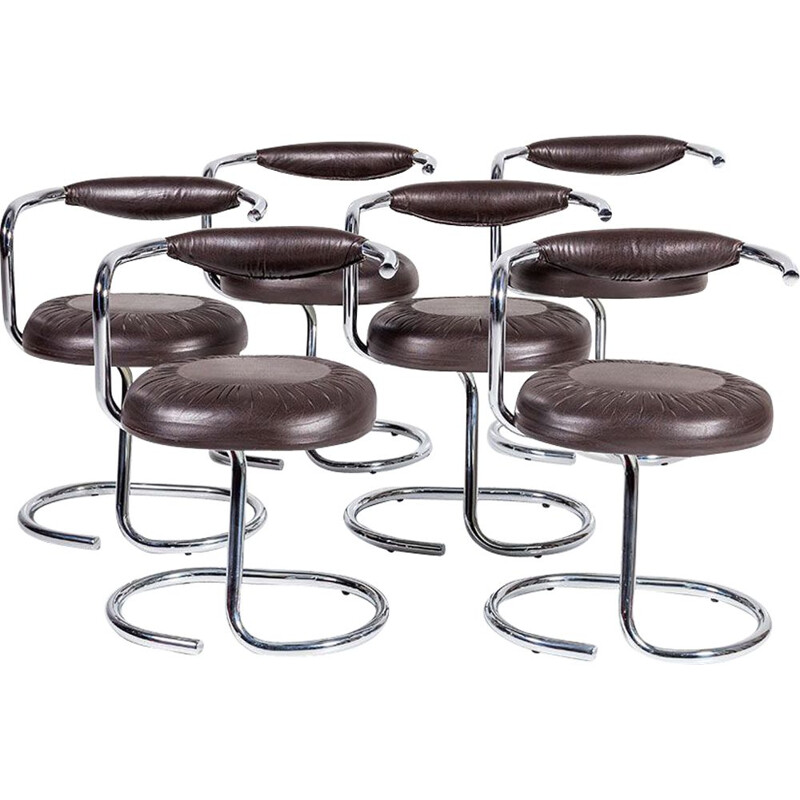 6 chaises à repas vintage "Cobra" par Giotto Stoppino pour Kartell,1970